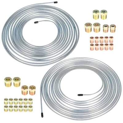 Labwork Brake Line Tubing Kit For Universal 25 Ft 3/16&1/4 Zinc W/32 Fittings • $27.44