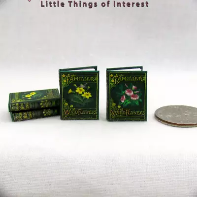 FAMILIAR WILD FLOWERS BOOK SET 2 -1:12 Scale Miniature Readable Illustrated Book • $11.90