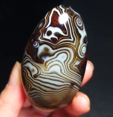 TOP 63G Natural Polished Silk Banded Lace Agate Crystal Stone Madagascar ZZ83 • $49.90