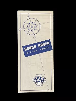 GRAND HAVEN OTTAWA COUNTY Vtg 60s AAA Automobile Club Michigan Blue Road Map • $15.95