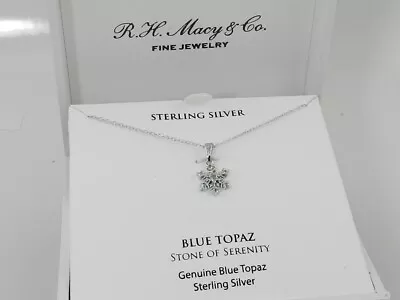 MACY'S Blue Topaz Snowflake 18  Pendant Necklace (1/6 Ct. T.w.) In  Silver • $14.99