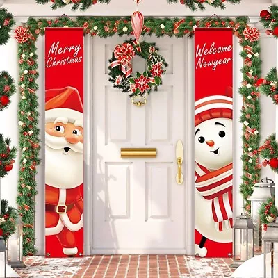 Merry Christmas Snowman Santa Claus Banner Flag Wall Hanging Xmas Party Decor US • $12.99