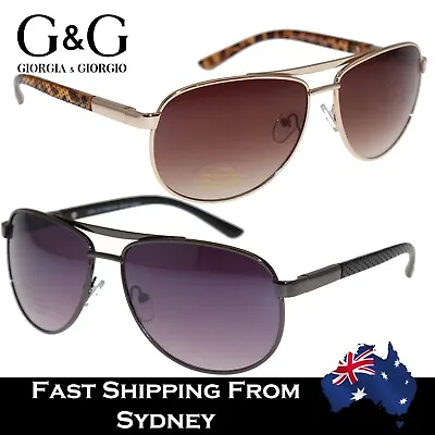 G&G Men Women Aviator Sunglasses Spring Loaded Metal Frame Smoke Brown -02056 • $22.99