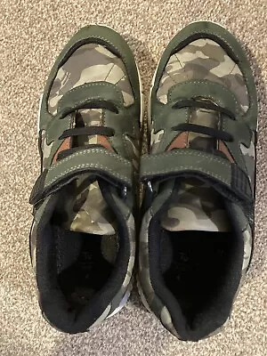 Boys TU Camouflage Trainers - Size UK 5 - Green - Good Used Condition • £3.99