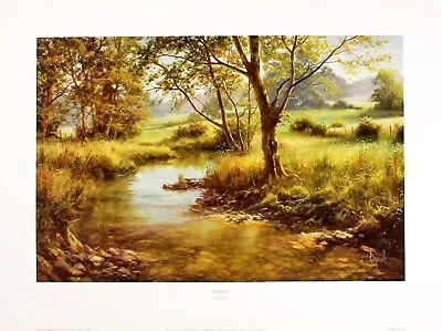 David Dipnall  Riverside  English Landscape Sunlight Brown Fine Art Print • £17.99