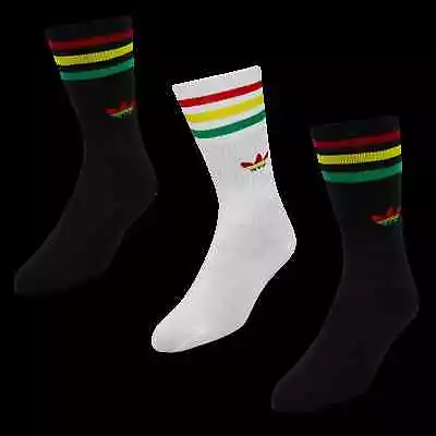 £16.99 • Buy Adidas 3 Pairs Socks Crew Black-Black-White Multi Size -5-8-8-11  UNISEX Rasta
