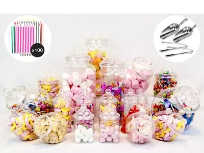 Candy Buffet 19 Jar Kit Wedding Pick And Mix Sweet Table With Scoops Tongs Bags • £35.99