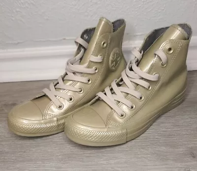 Converse Shoes Women Size 5 All Star Chuck Taylor Metallic Rubber Gold 553269C • $15