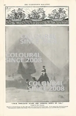 Napoleon Egypt Pyramids Sphinx Camel 1900 Art Book Illustration Print   • £12.95