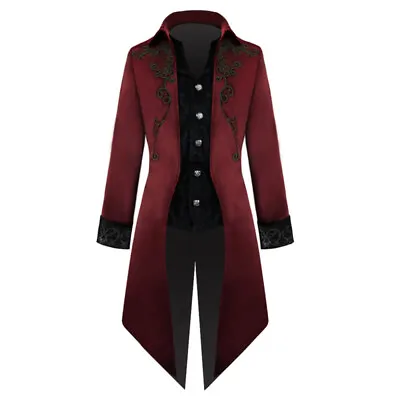 HalloweenCostume@ Gothic Coat Jacket Victorian Tailcoat Men's Medieval Steampunk • $60.04
