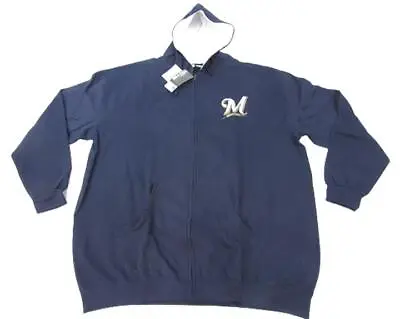 NEW Milwaukee Brewers Mens Sizes 4XL-5XL-Tall Majestic Full Zip Jacket Hoodie • $24.64