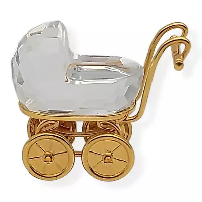 Swarovski Crystal Memories Gold Plated Baby Carriage Pram Stroller Figurine 1.5  • $16.99