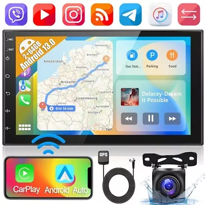 7'' Double 2 Din Android 13 Touch Screen Car Stereo Radio GPS WIFI 64G Carplay • $69.59