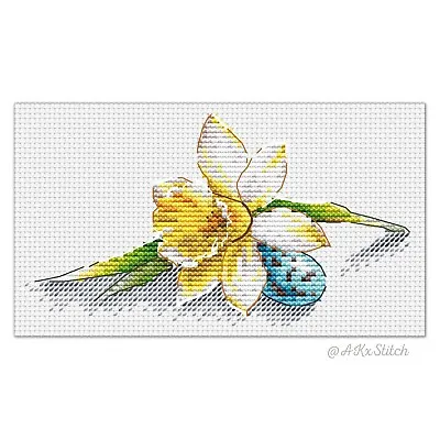 Daffodil Mini Easter Cross Stitch Kit Pattern Chart Yellow Floral Embroidery Pa • £8.10