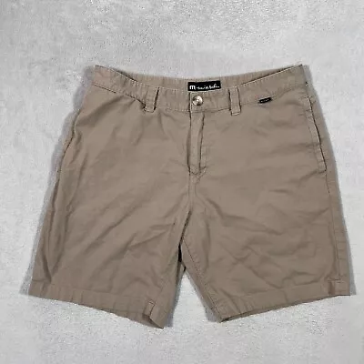 Travis Mathew Shorts Mens 34 Waist Beige Knit Woven Casual Outdoor Cotton Blend • $17.95