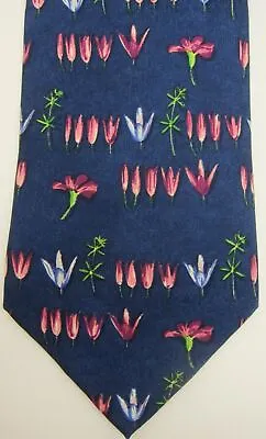 GORGEOUS Dunhill Blue With Coloful Flowers Silk Tie Made In Italy • $39.99