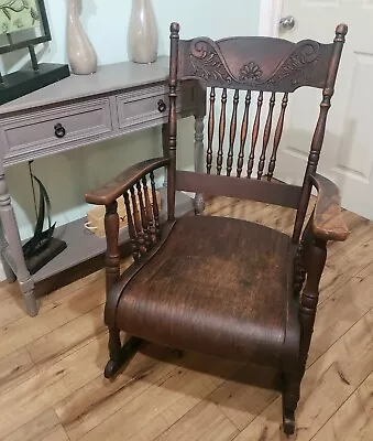 Rare Find Late 1800's Pressed Oak Antique Original Finish Rocking Chair  • $1570.29