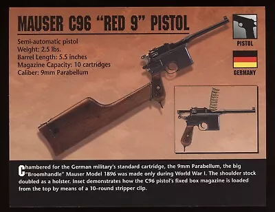 Mauser C96 Red 9 Pistol Atlas Classic Firearms Card • $8.35