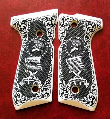 Beretta 92 92FS 96 Custom Engraved Ivory Grips MOLON LABE 2nd Amendment Spartan • $59.99