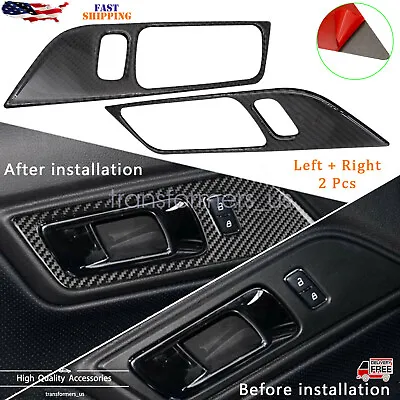 Real Carbon Fiber Interior Door Handle Trim Cover Fit For Ford Mustang 2015-2019 • $15.62