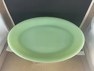 Vintage Fire King Jadeite Green Milk Glass Platter Service Serving Dish Ribbed • $79.99