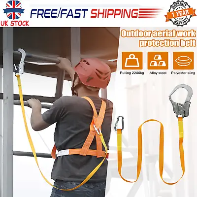 1.8m Safety Fall Arrest Full Body Protection Harness Scaffold Hook Lanyard UK • £25.89