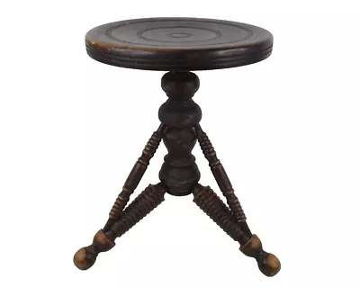 $134.99 • Buy Tonk Piano Stool Victorian Era Turned Wood 3 Legs Ornate Adjustable Swivel