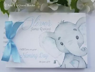 Personalised Elephant  Christening/ Naming/ Baby Shower Guest Book - A5 • £16.99