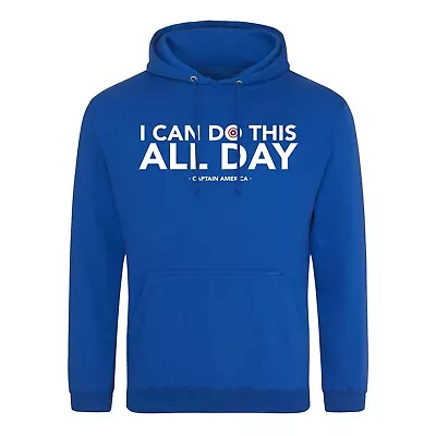 Captain - America - I Can Do This All Day - Quote Royal Blue Hoodie Hooded Sweat • £18.99