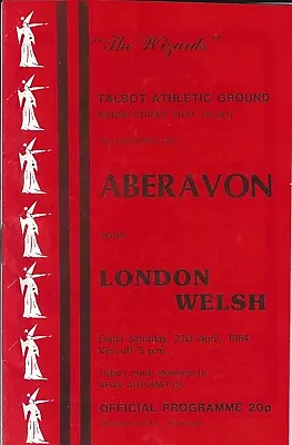 Aberavon v London Welsh 21 Apr 1984 RUGBY PROGRAMME • £4.99