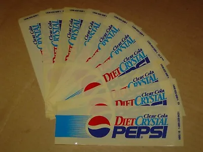 10 VINTAGE NOS PEPSI DIET CRYSTAL CLEAR COLA VENDING MACHINE PLASTIC TAGS 7 X2   • $16.84