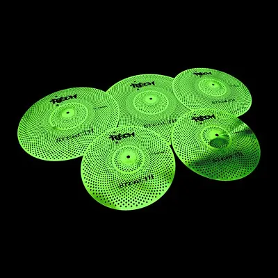 Rech Stealth 5 Pc Cymbal Set - Low Volume Cymbals - Free Cymbal Bag Green • $299