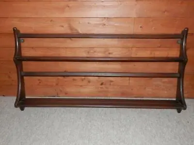 Vintage Ercol English Made Elm 2 Tier Brown Wall Mounted Plate Rack/Storage • £119