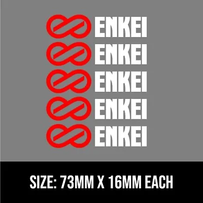 5x ENKEI WHEEL DECALS Stickers - Red/White - JDM Skyline GTR Silvia EVO WRX RX7 • $9.95