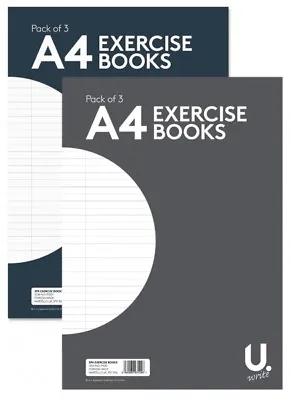 A4 Exercise Books Ruled And Margin 54gms Classroom School College - Pack Of 3 • £2.75