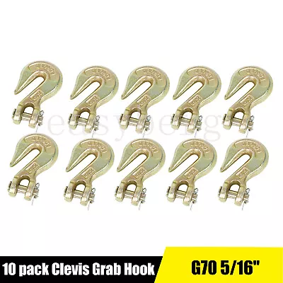 10Pack G70 5/16  Clevis Grab Hook Flatbed Truck Trailer Transport Tow Chain Hook • $29.49