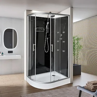 1200x800mm Black THERMOSTATIC Quadrant Shower Cabin Room Cubicle Enclosure RIGHT • £549
