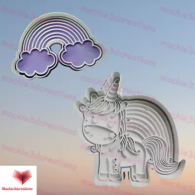 Unicorns And Rainbow Set Cookie Cutter And Embosser Stamp Fantasy & Mythical • $10.79