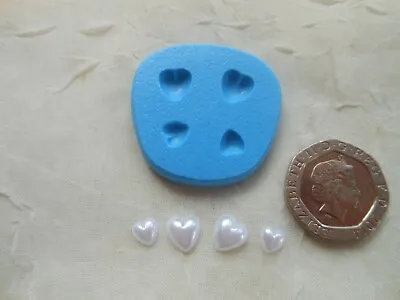 Mini Craft Mould: 4 Tiny LOVE HEARTS 5mm & 7mm (Nail Art/Dolls House) Resin Clay • £4.15