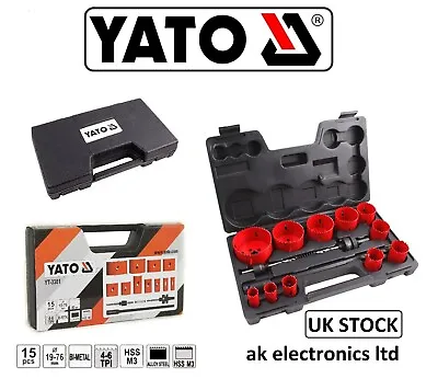 £48.76 • Buy Yato Bi-Metal Hole Saw Circular Cutter Drill 15pcs Combination Set Kit 19-76mm