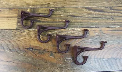 Set Of 4 Antique-Style Double Rustic Coat Hook Cast Iron Wall Mount Hardware • $20.66