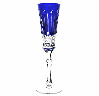 1 Faberge Xenia Cobalt Blue Cut To Clear Crystal Champagne Wine Flute No Box • $135