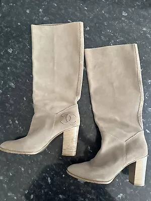 Chanel Beige Suede Boots 39C/UK 6 • £159