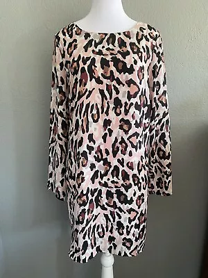 Bar III Pink Leopard Print Dress Party Vegas Club Wedding Sheath Dress Large • $34