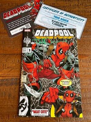 Deadpool 1 Todd Nauck Signed W/coa Mcfarlane Spider-man 1 Silver Variant Le 800 • £71.38