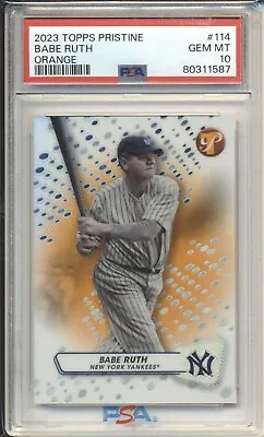 80311587 - Babe Ruth - 2023 Topps Pristine #114 Orange Refractor #D 16/25 PSA 10 • $300