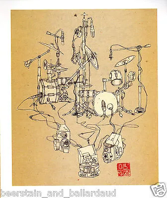 David Choe Image On An Art Book Page: Frame It Drumset Illustration • £9.59