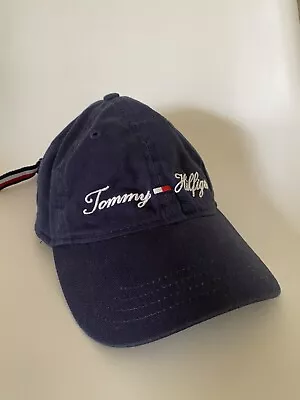 Tommy Hilfiger Navy Blue Hat Cap Baseball Large Font On Front Striped Strap • $32