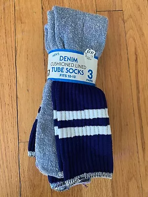 Vintage Rare Kmart Brand 3 Pack “Denim” Over The Calf Tube Socks 10-13 Men • $25.99