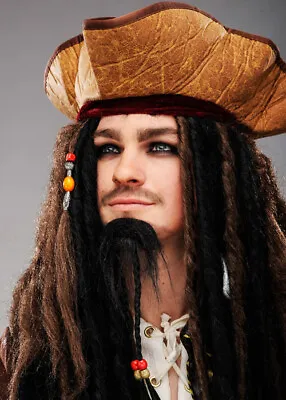 £21.49 • Buy Mens Jack Sparrow Style Pirate Hat With Beads DOES NOT INCLUDE WIG
